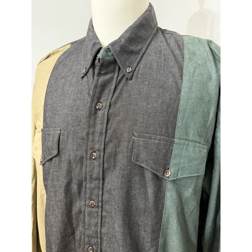 NEW Vintage Roper Rodeo Blue Western Shirt Mens Striped Aztec Cowboy Button XL